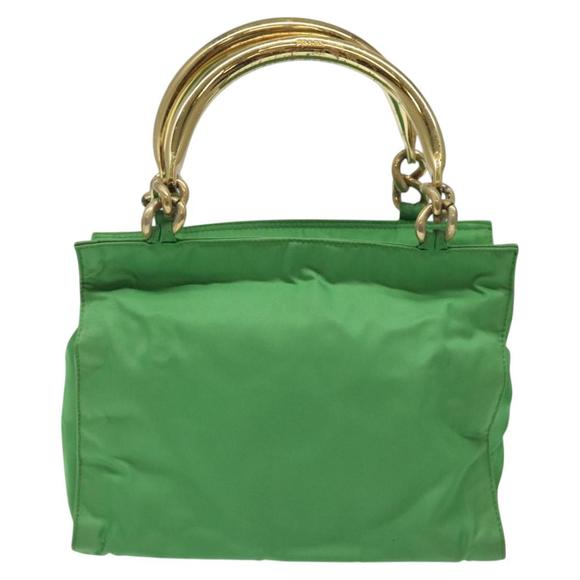 PRADA Hand Bag Nylon Green Gold Auth EC012 - Picture 2 of 16